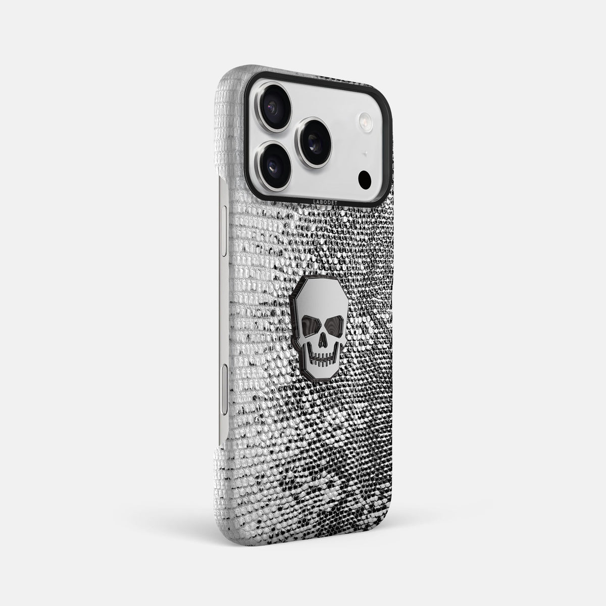 Classic Case With Titanium Skull For iPhone 18 Pro Max In Himalayan Lizard -2 | Dark-Black