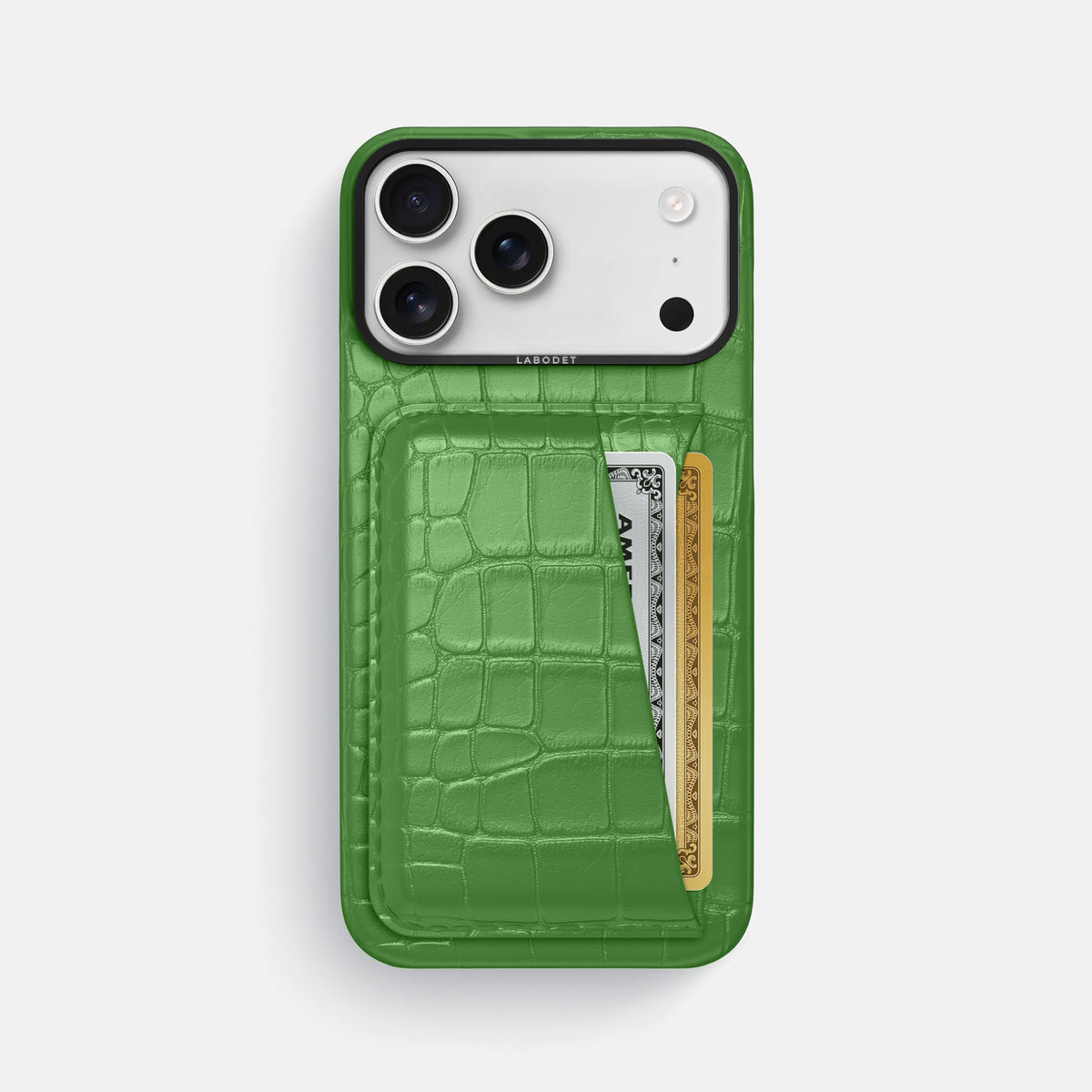 Double Card Case For iPhone 18 Pro Max In Alligator -1 | Apple-Green-Black