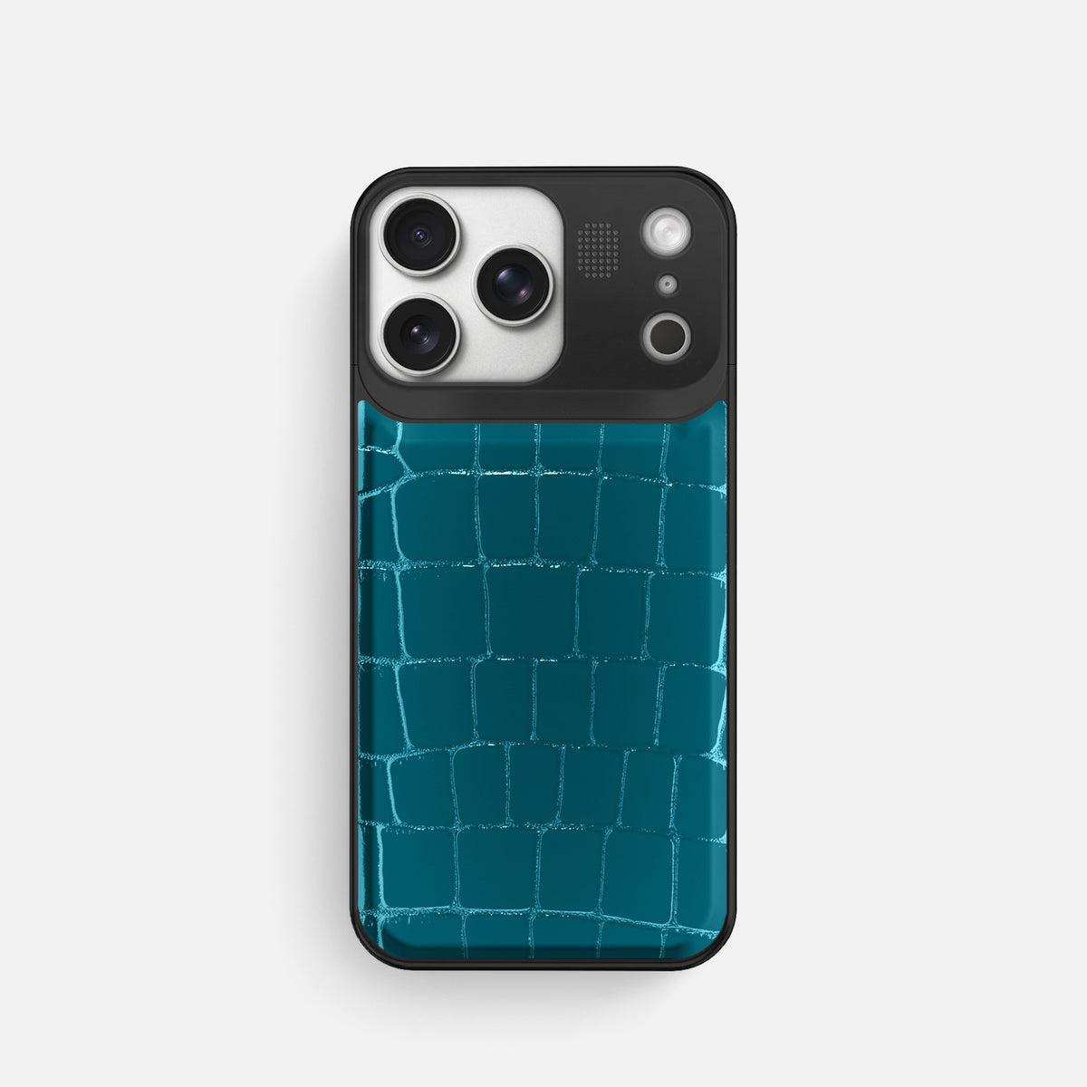 Metal Case For iPhone 17 Pro In Shiny Alligator -1 | Curacao-Black