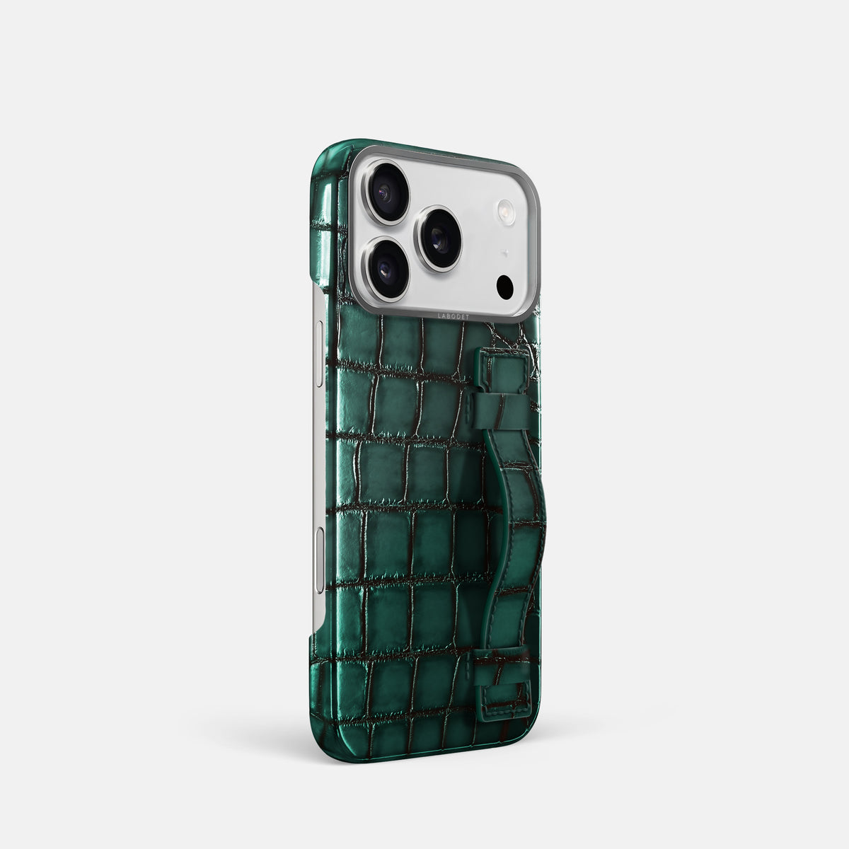 Handle Case For iPhone 17 Pro In Patina Alligator -2 | Green-Steel