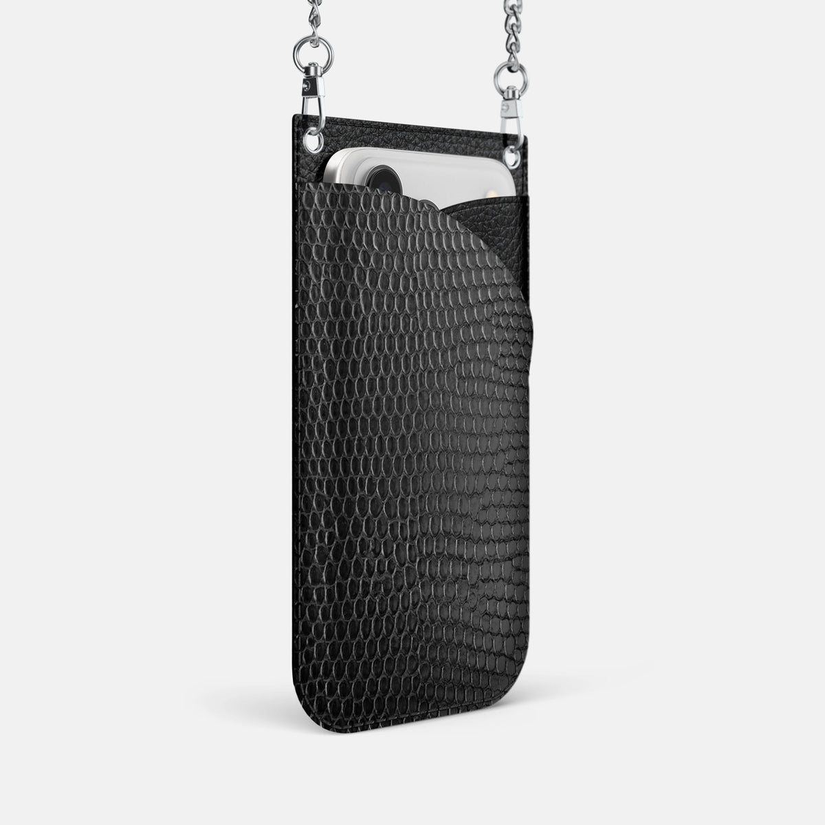 Crossbody Bag For iPhone 18 Pro In Lizard -2 | Black-Steel