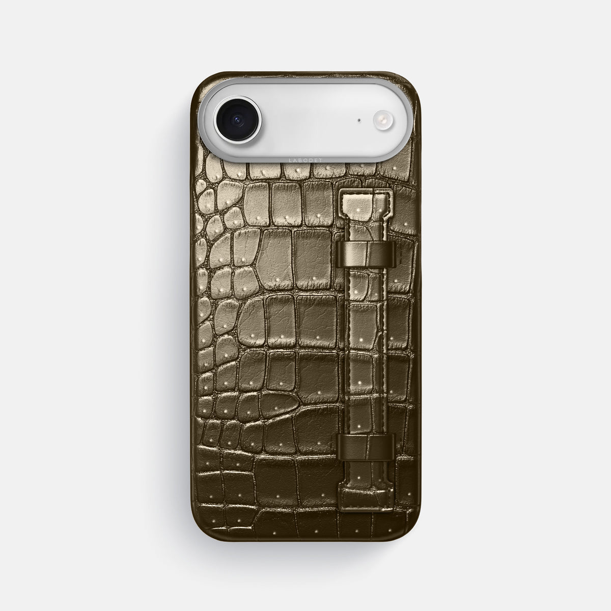 Handle Case For iPhone 17 Air In Porosus Crocodile -1 | Bronze-Steel