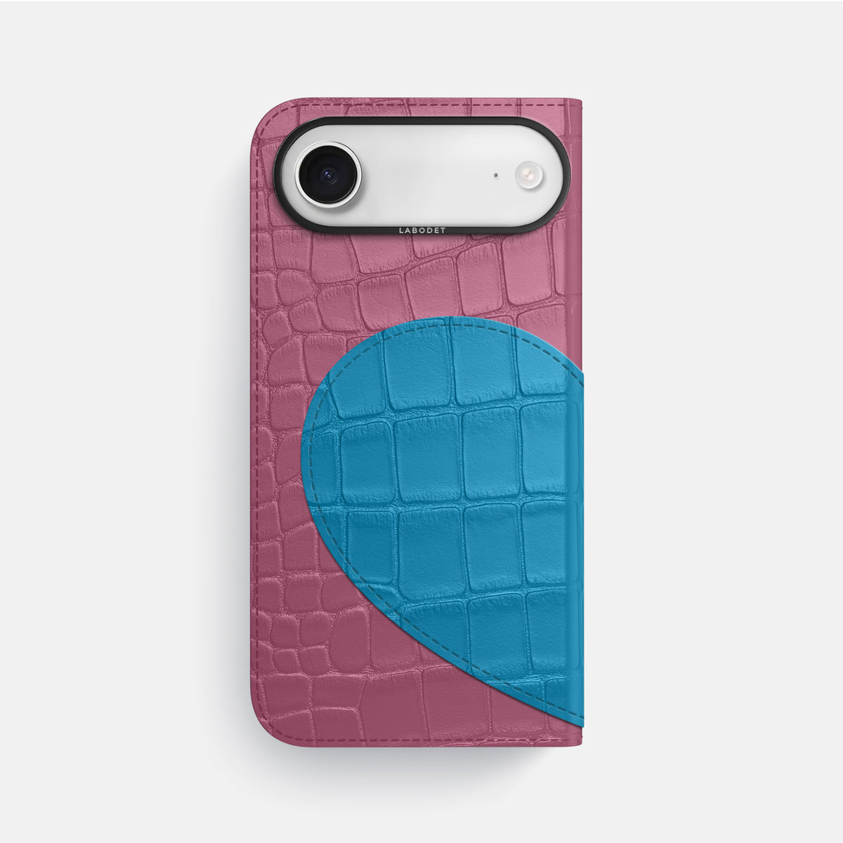 Folio Case With Heart For iPhone 17 Air In Alligator -3 | Pink-Lagoon-Black
