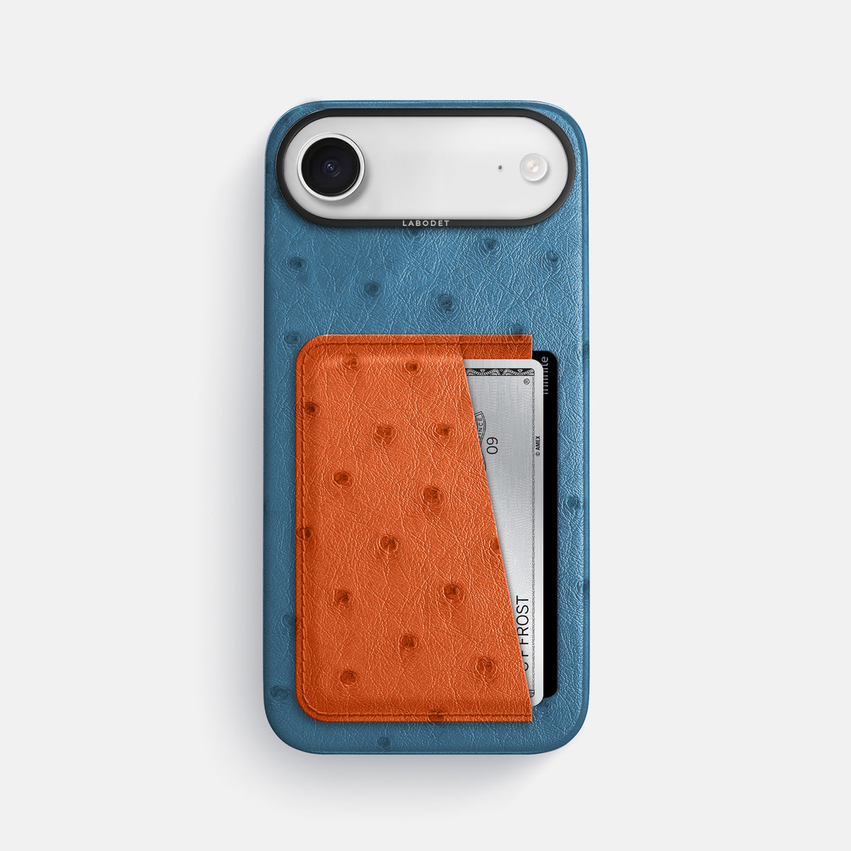 Double Card Case Coloré For iPhone 17 Air In Ostrich -1 | Blue-Jeans-Black