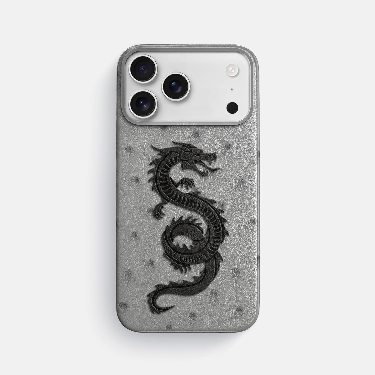 Classic Case With Carbon Dragon For iPhone 18 Pro Max In Ostrich -1 | Silver-Steel