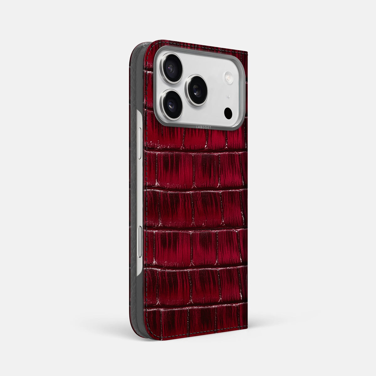 Folio Case For iPhone 18 Pro Max In Patina Alligator -1 | Havana-Burgundy-Steel