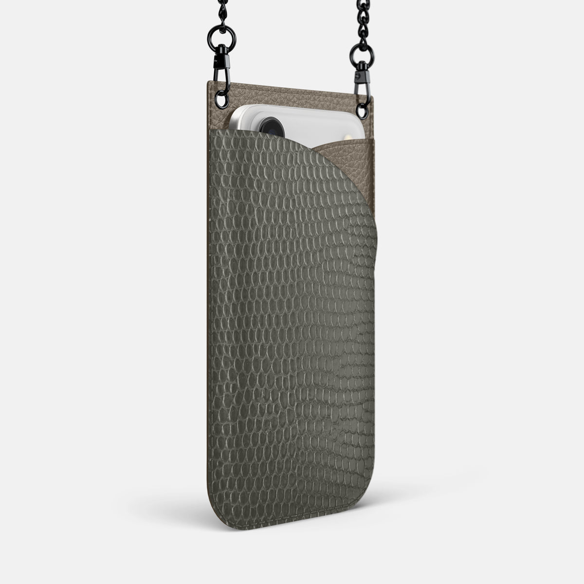 Crossbody Bag For iPhone 17 Air In Lizard -2 | Grey-Black