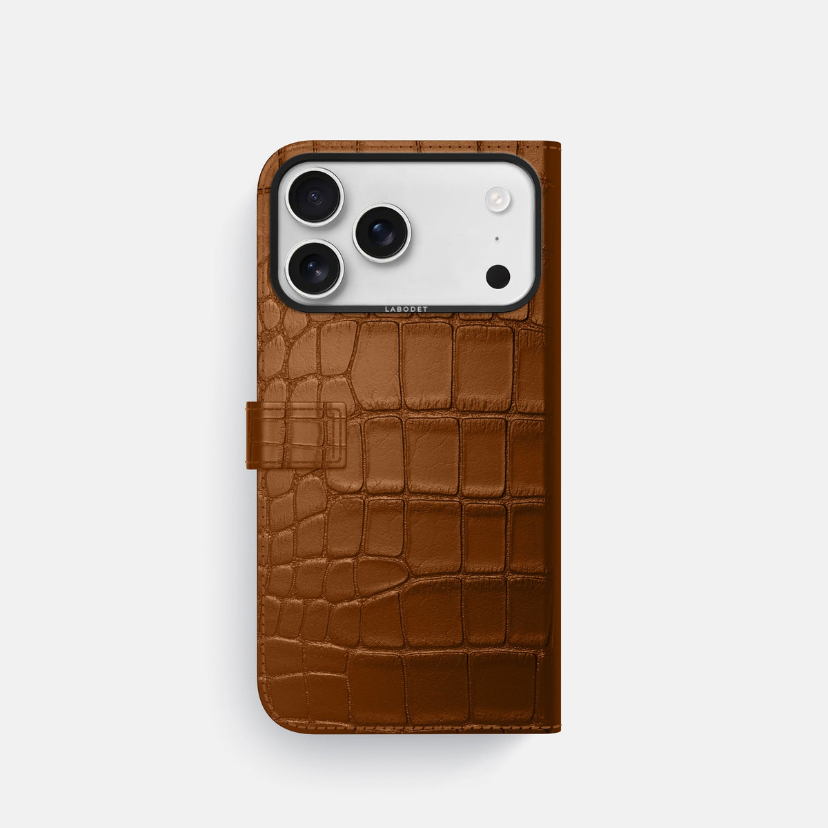 Folio Case with Clasp For iPhone 18 Pro In Alligator -3 | Honey-Black