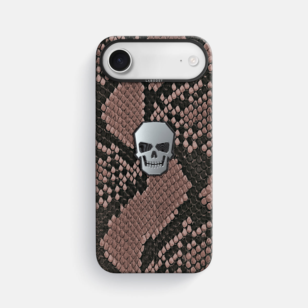 Classic Case With Titanium Skull For iPhone 17 Air In Deluxe Python -1 | Mahogany-Brown-Black