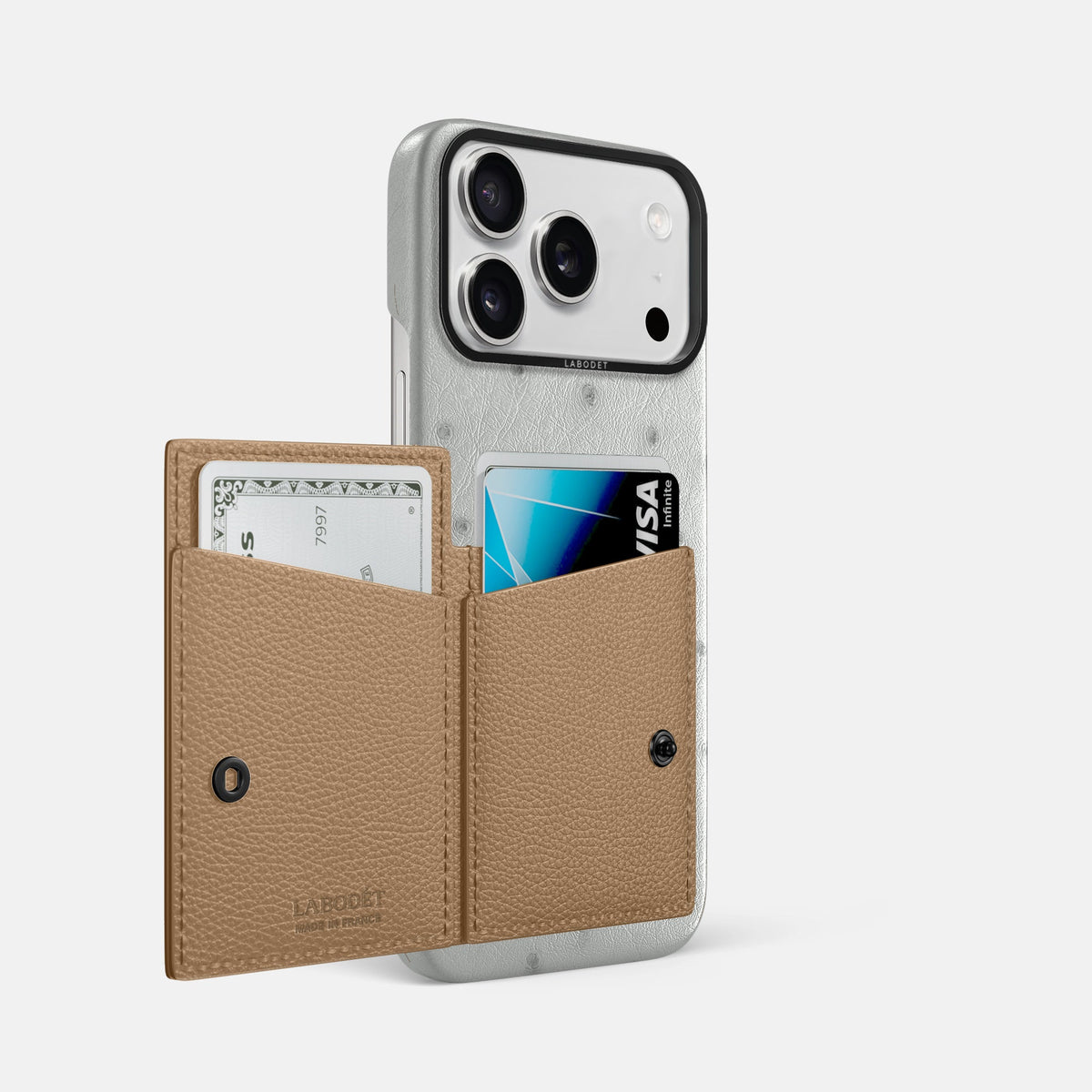 Bi-Fold Case For iPhone 18 Pro Max In Ostrich -2 | White-Black
