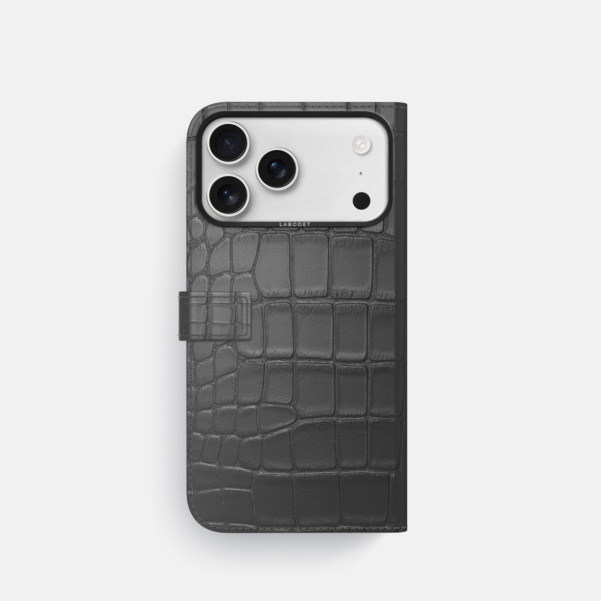 Folio Case with Clasp For iPhone 17 Pro In Alligator -3 | Grey-Black