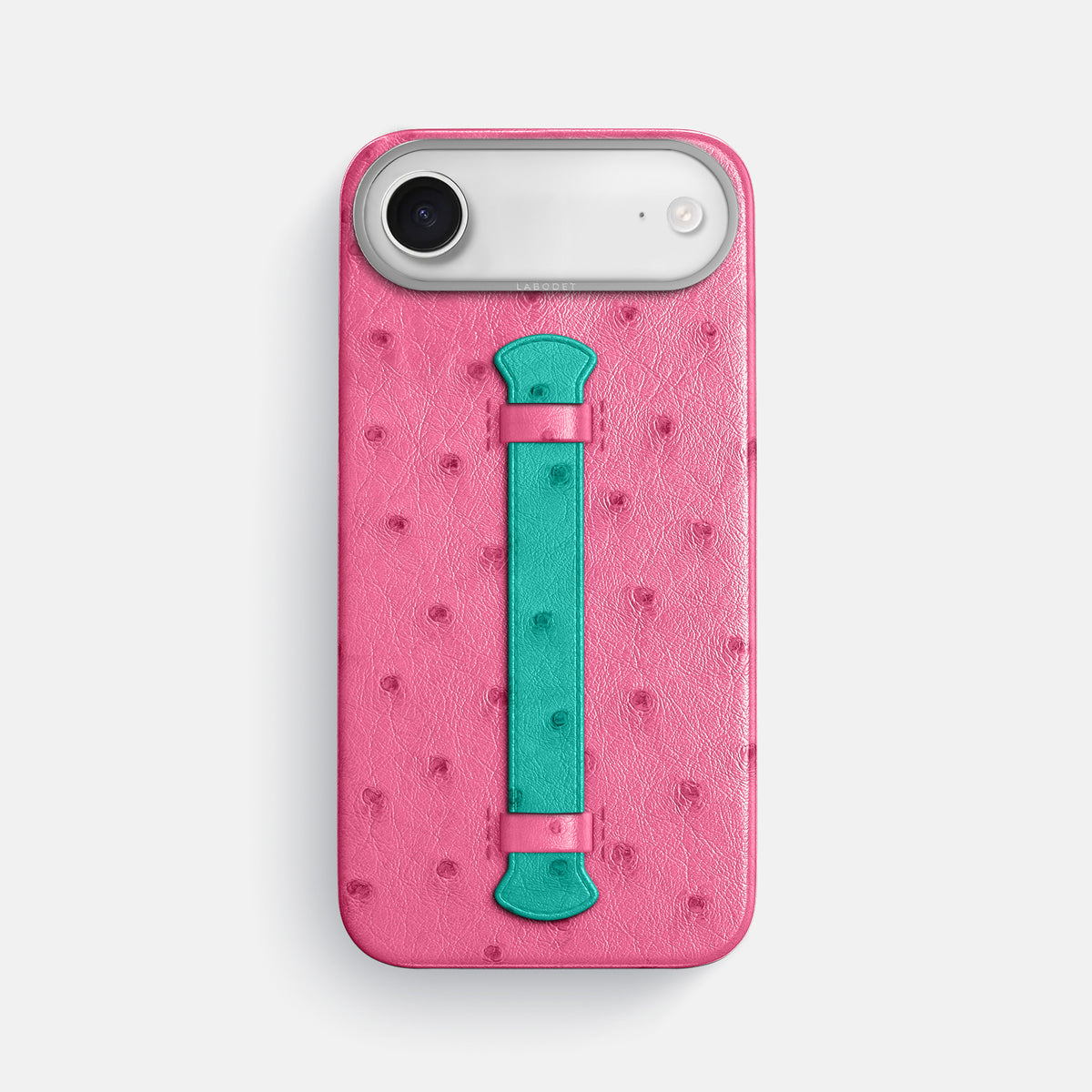 Center Handle Coloré For iPhone 17 Air In Ostrich -1 | Pink-Steel