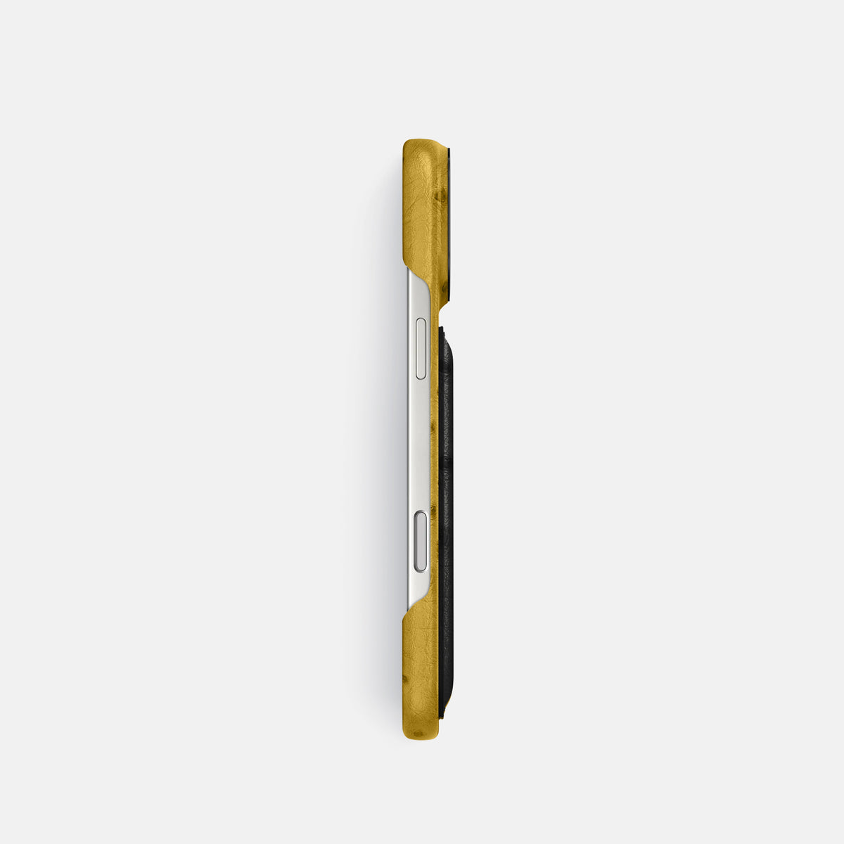 Double Card Case Coloré For iPhone 17 Pro In Ostrich -3 | Gold-Black