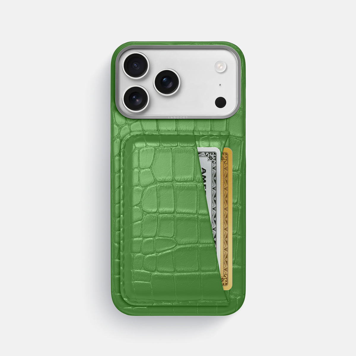 Double Card Case For iPhone 17 Pro Max In Alligator -1 | Apple-Green-Steel