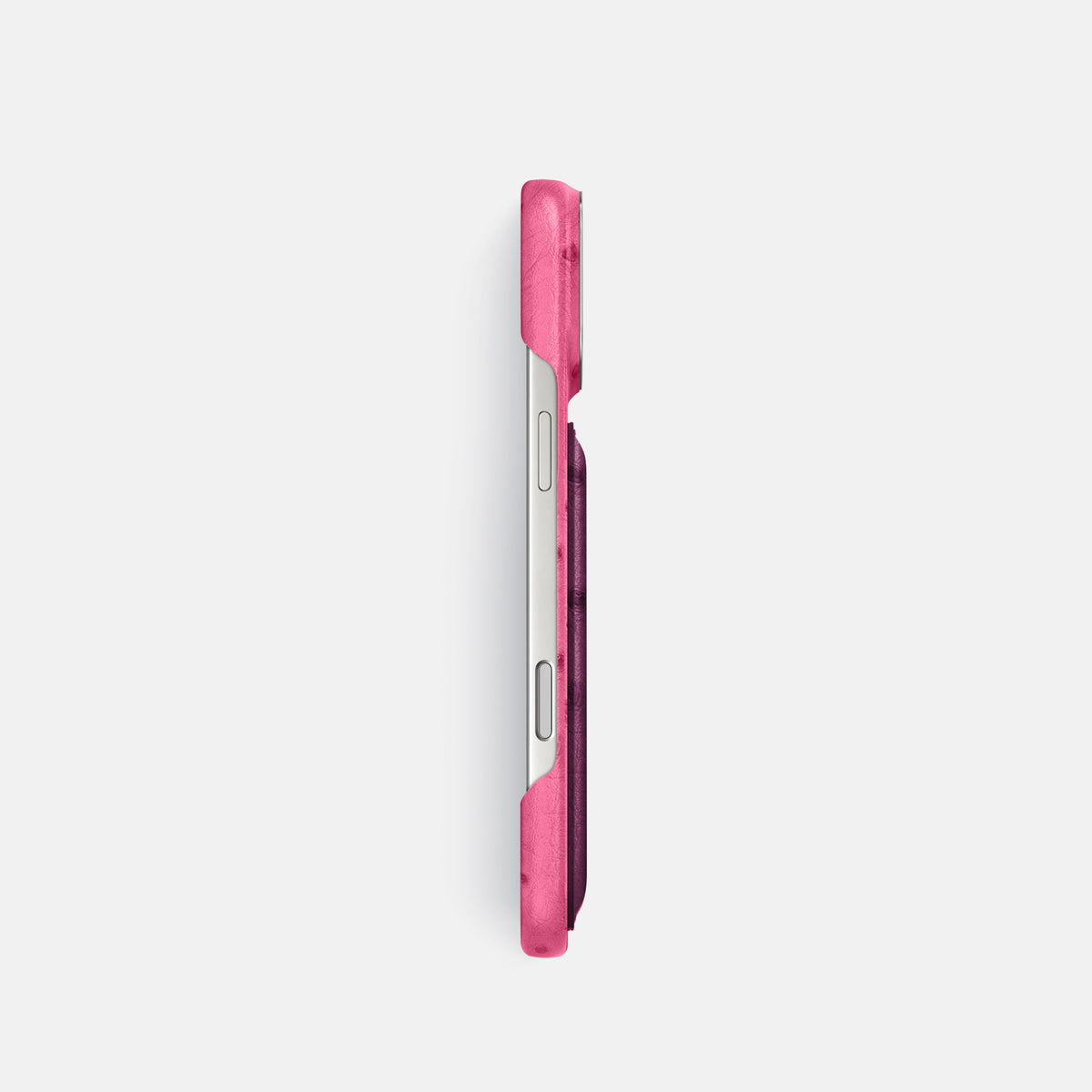 Double Card Case Coloré For iPhone 17 Pro In Ostrich -3 | Pink-Steel