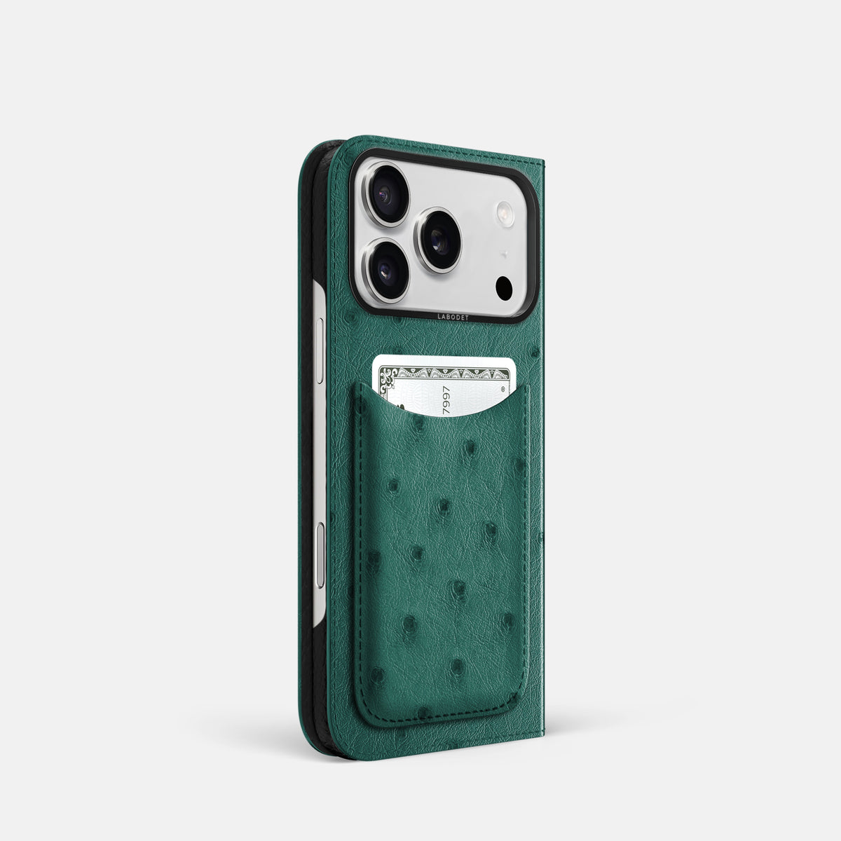 Folio Case with Card For iPhone 17 Pro In Ostrich -1 | Forest-Green-Black