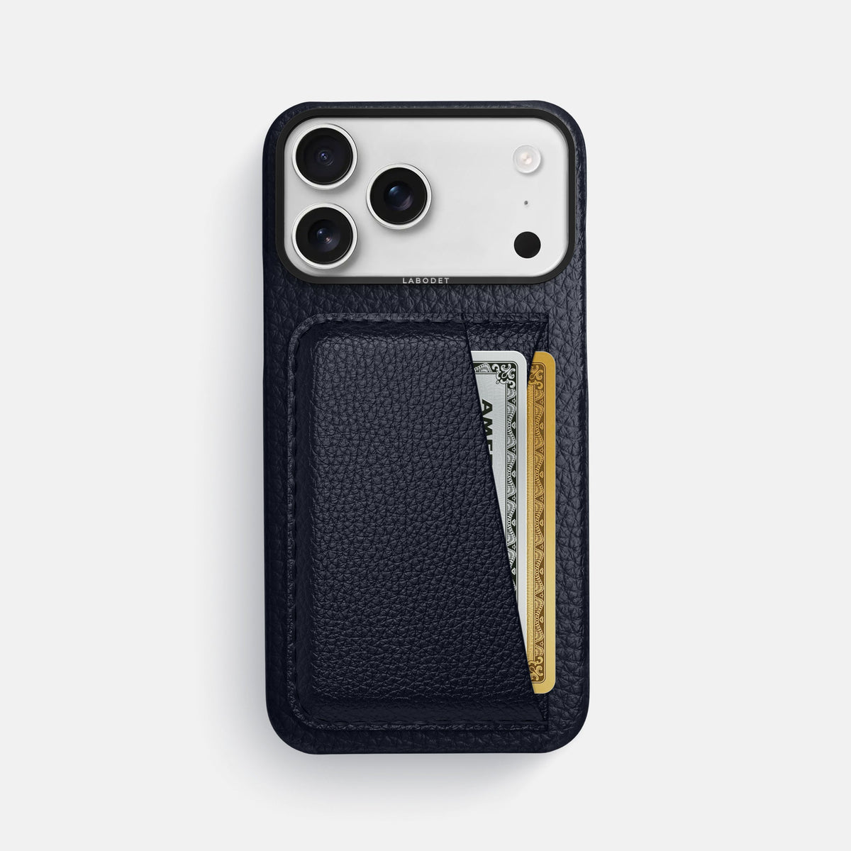 Double Card Case For iPhone 18 Pro Max In Calf -1 | Marine-Black