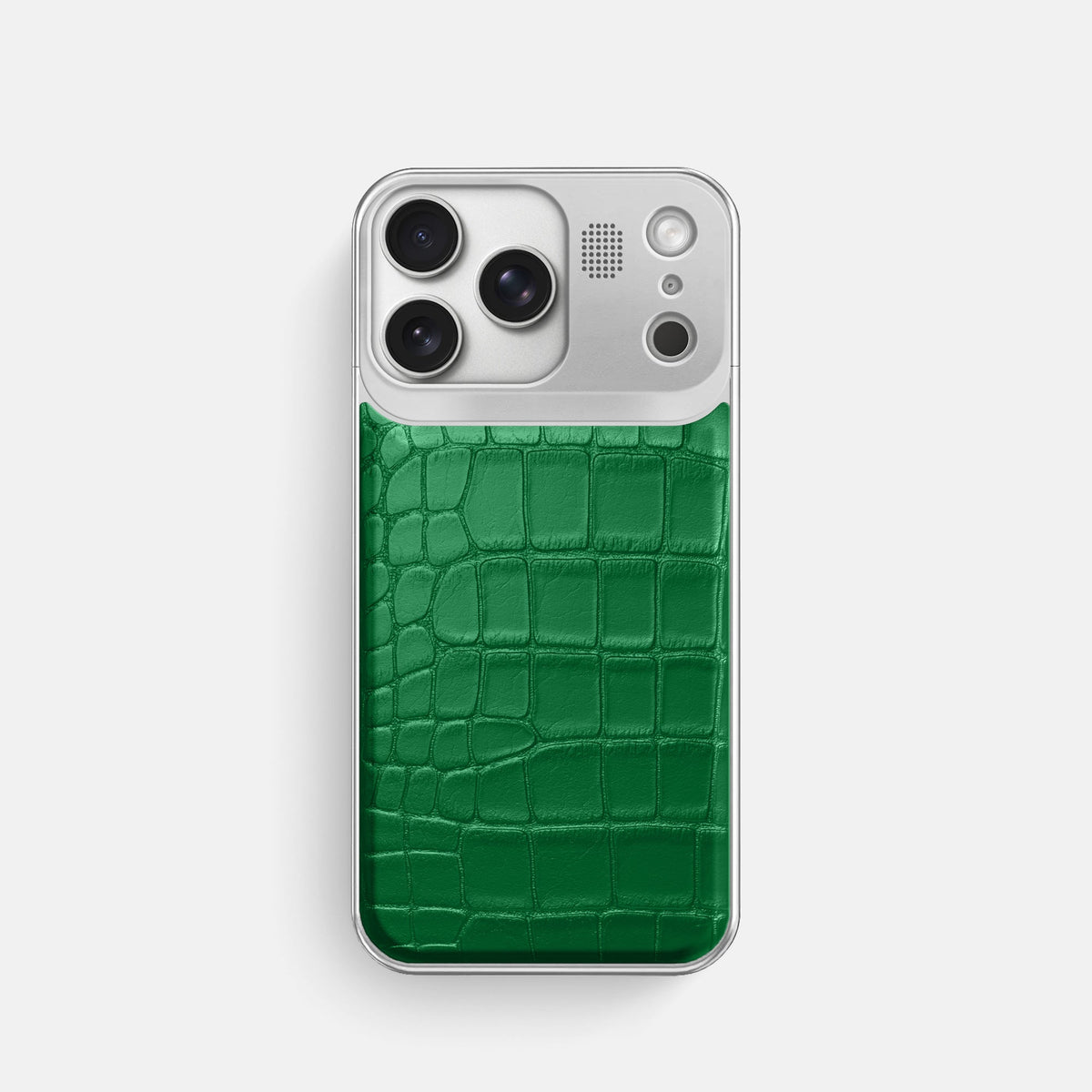 Metal Case For iPhone 18 Pro In Alligator -1 | Forest-Green-Steel