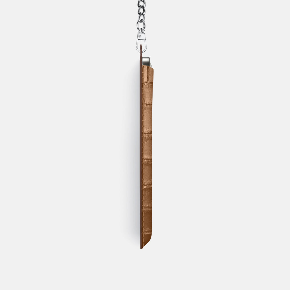 Crossbody Bag For iPhone 18 Pro In Porosus Crocodile -4 | Milk-Chocolate-Steel