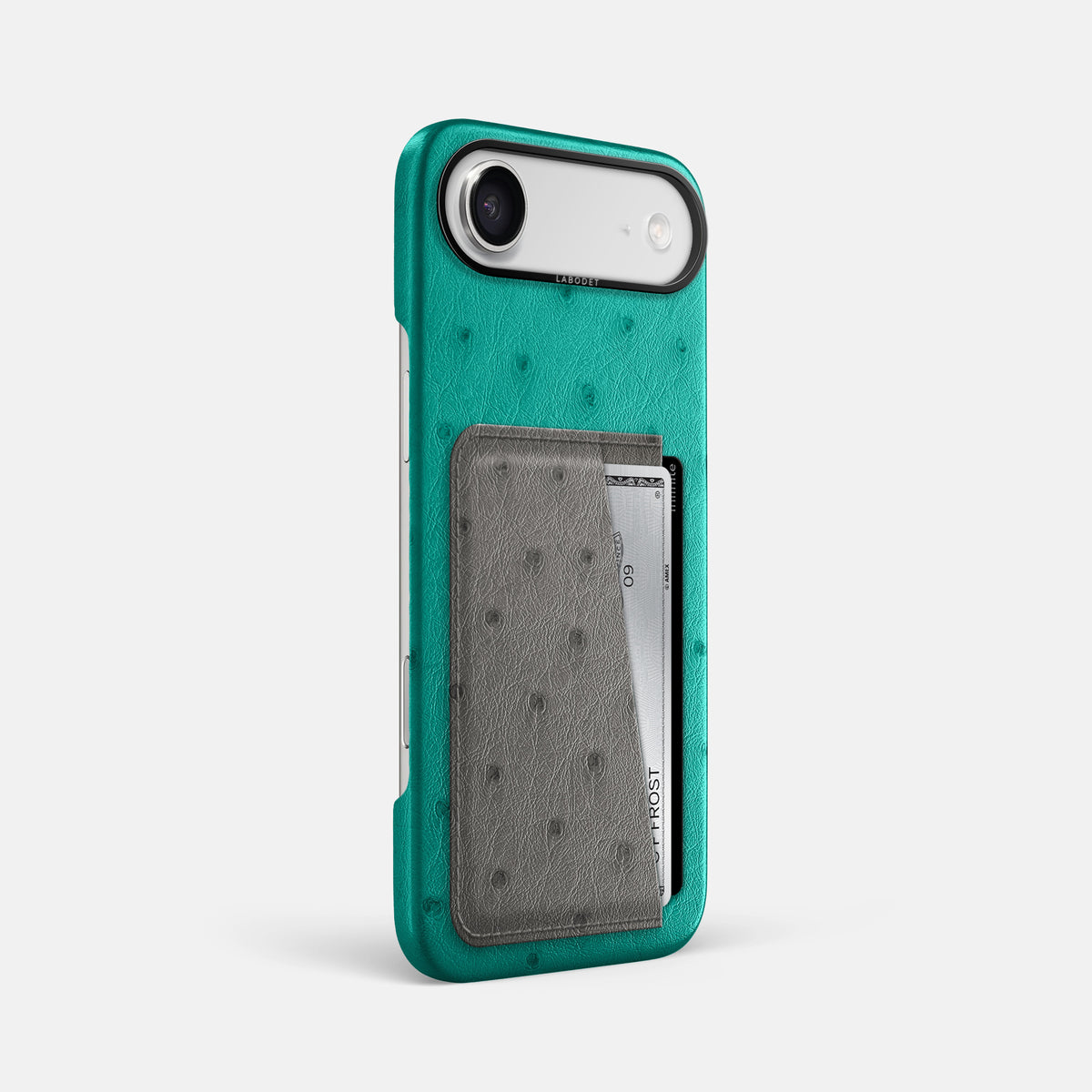 Double Card Case Coloré For iPhone 17 Air In Ostrich -2 | Turquoise-Black