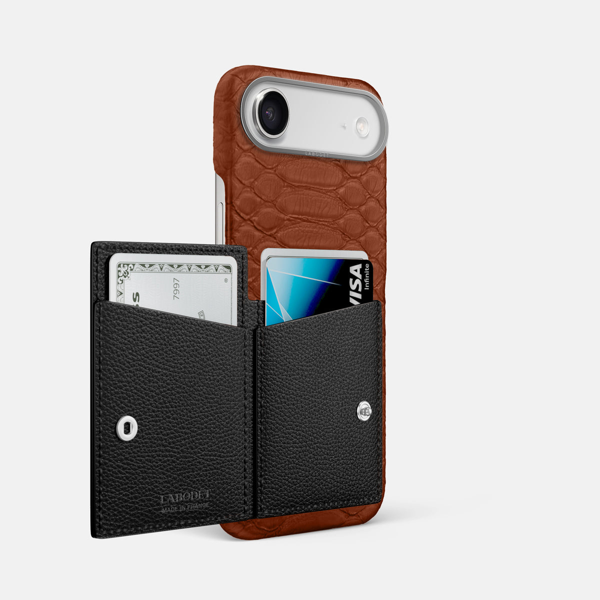 Bi-Fold Case For iPhone 17 Air In Python -2 | Medium-Brown-Steel
