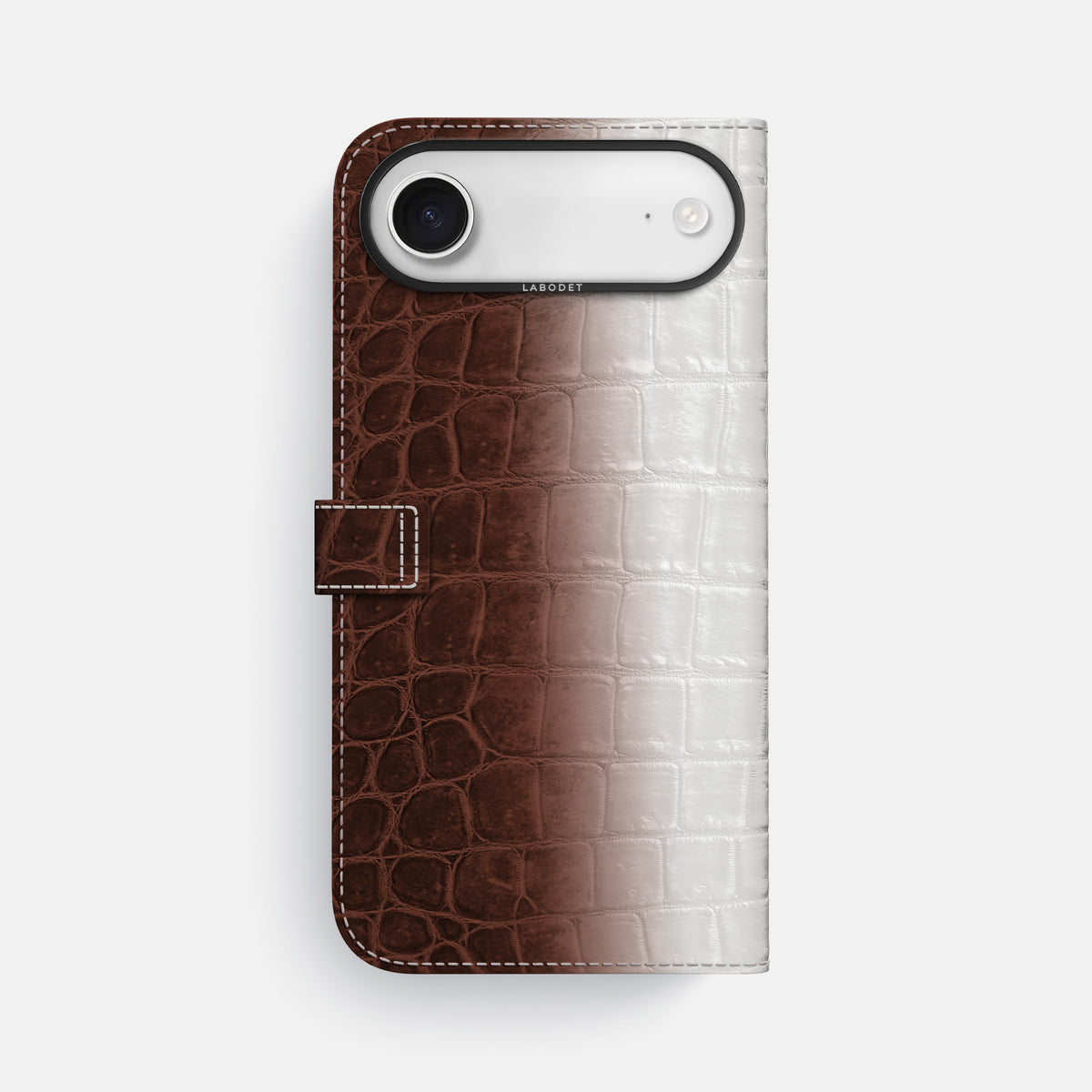 Folio Case with Clasp For iPhone 17 Air In Himalayan Crocodile -3 | Dark-Brown-Black