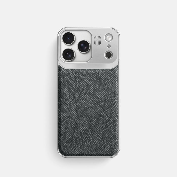 Metal Case For iPhone 17 Pro In Epsom-Style Calf -1 | Grey-Steel