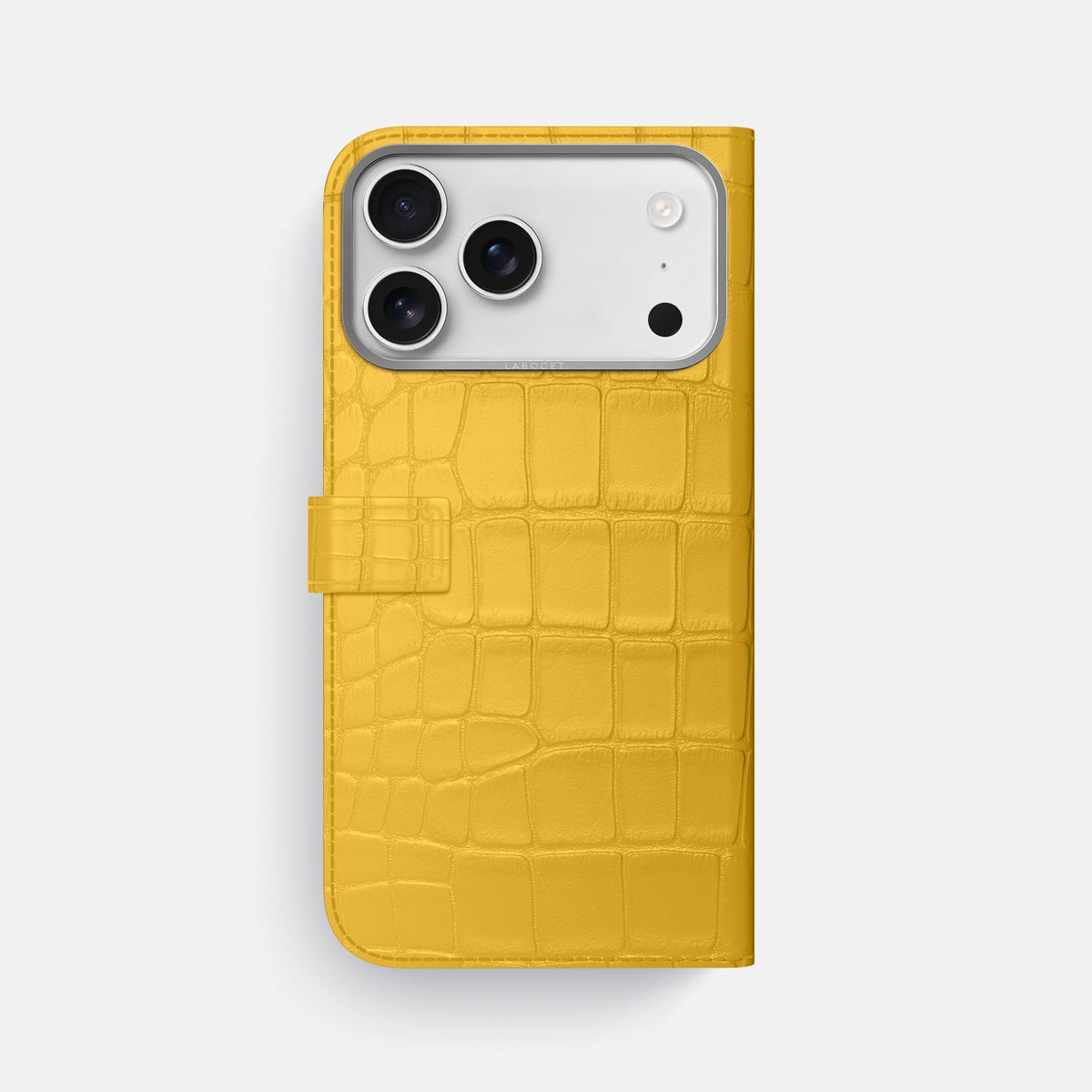 Folio Case with Clasp For iPhone 18 Pro Max In Alligator -3 | Yellow-Steel