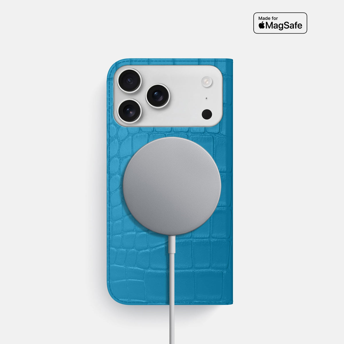 Folio Slim Case For iPhone 18 Pro In Alligator -3 | Curaçao-Blue