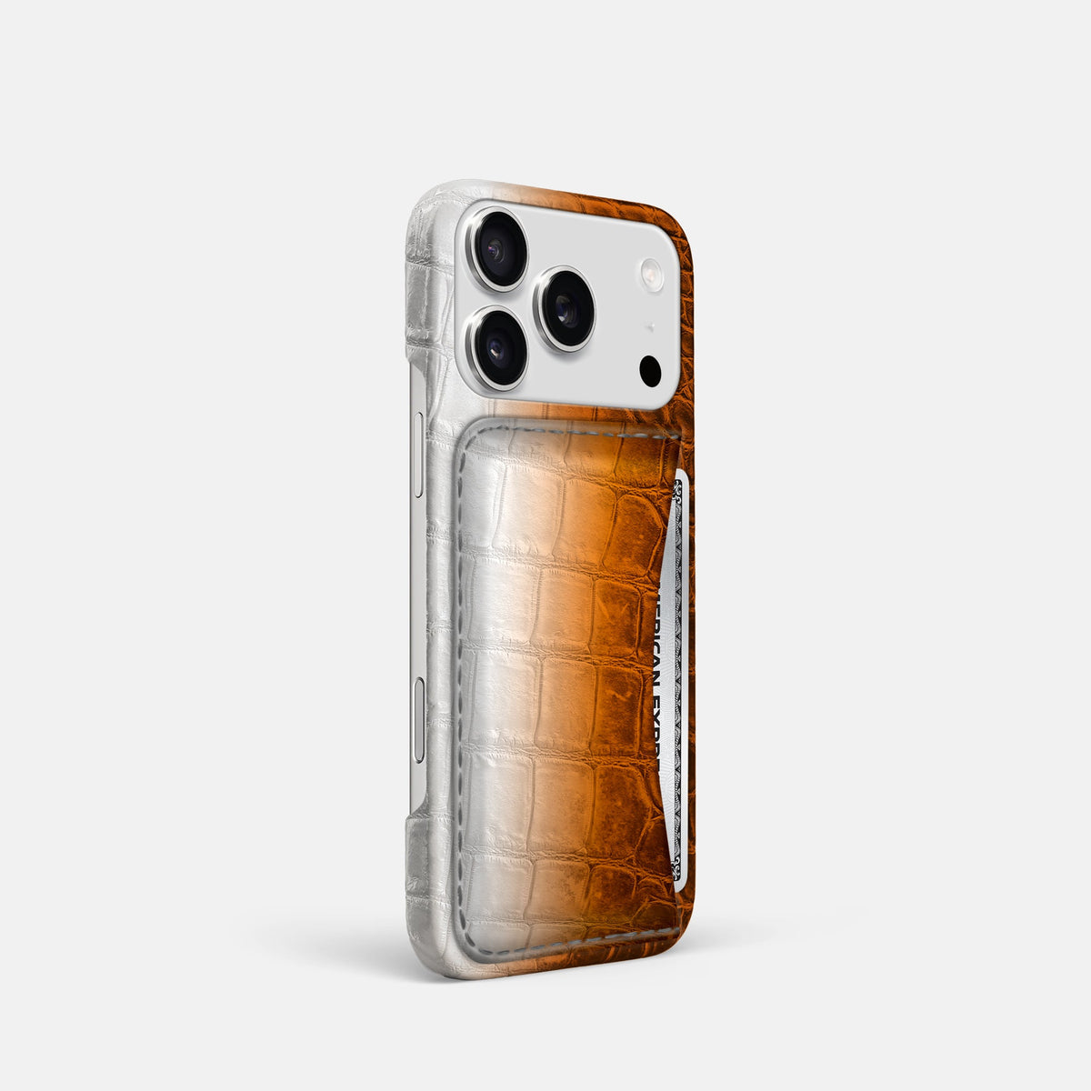 Slim Card Case For iPhone 18 Pro In Himalayan Crocodile -2 | Orange