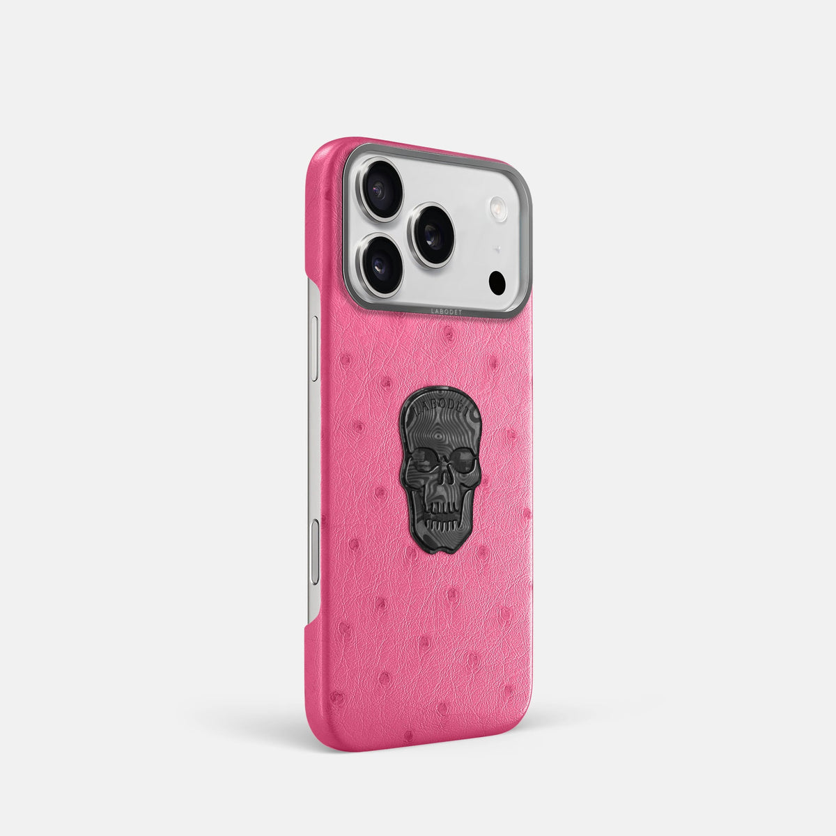 Classic Case With Carbon Skull For iPhone 18 Pro In Ostrich -2 | Pink-Steel