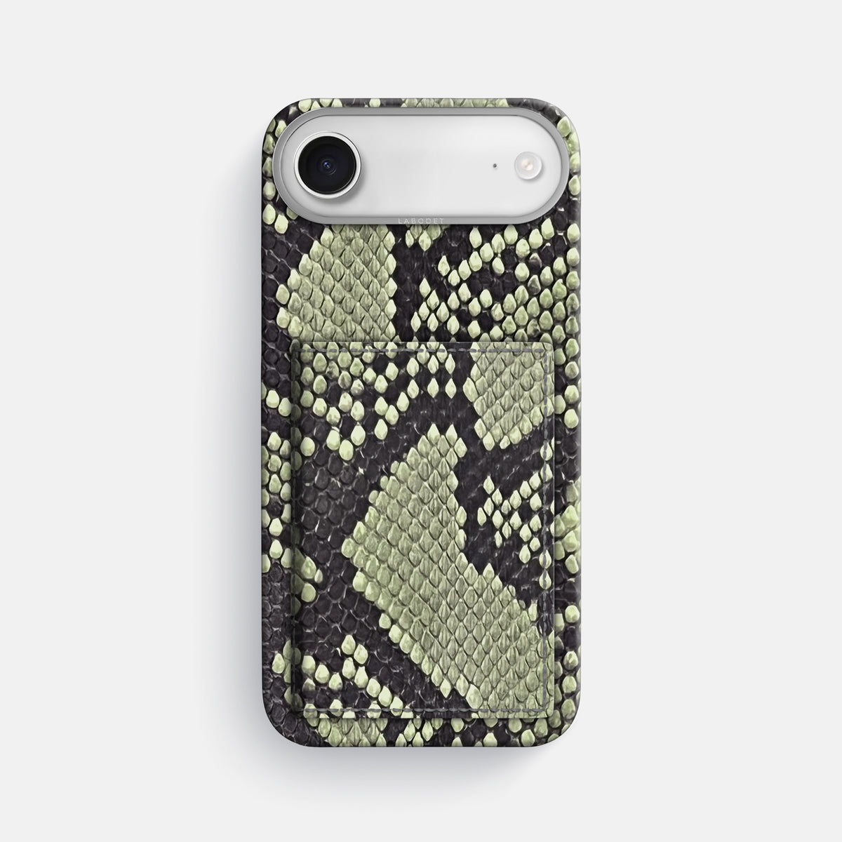 Bi-Fold Case For iPhone 17 Air In Deluxe Python -1 | Army-Green-Steel