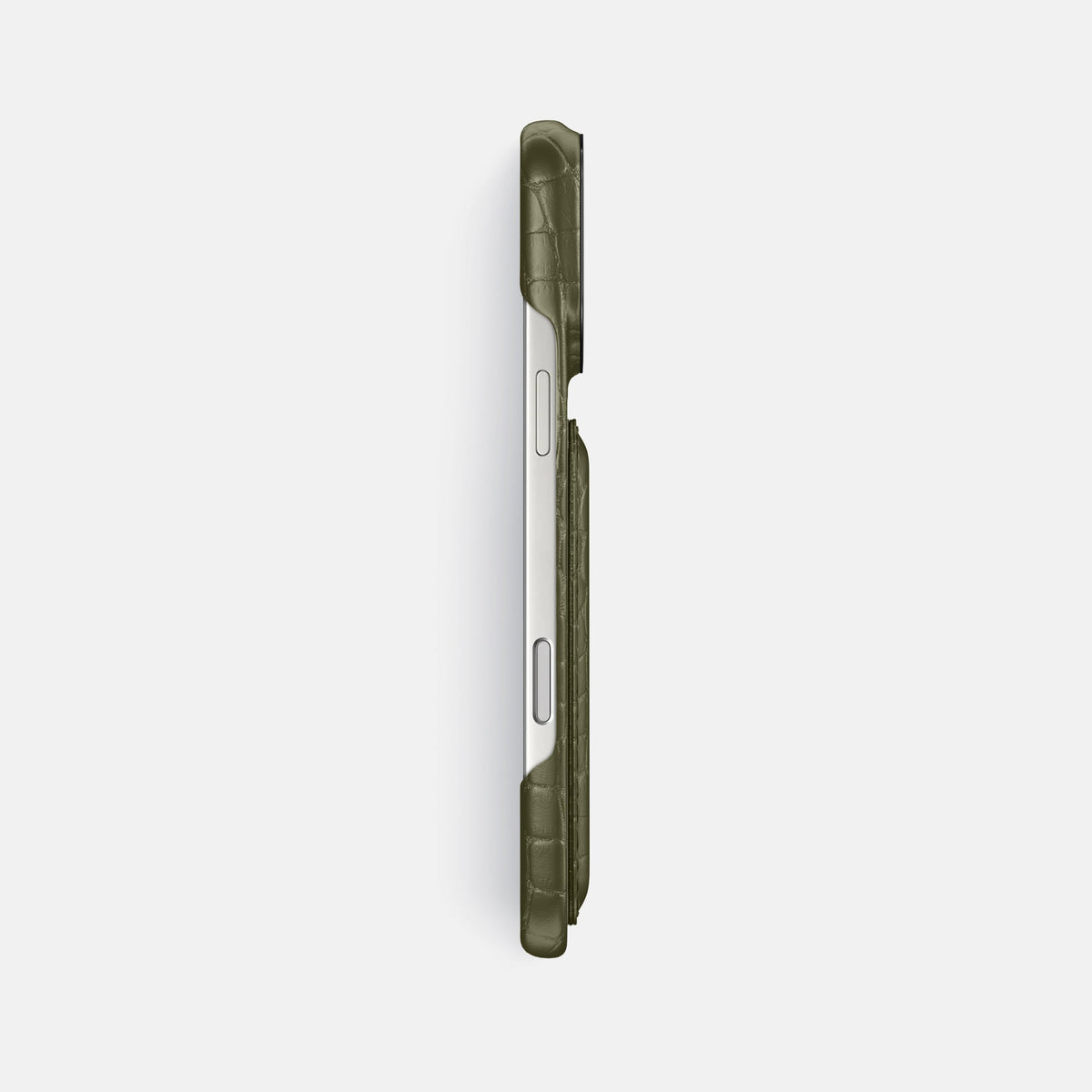 Double Card Case For iPhone 18 Pro Max In Alligator -3 | Kaki-Green-Black
