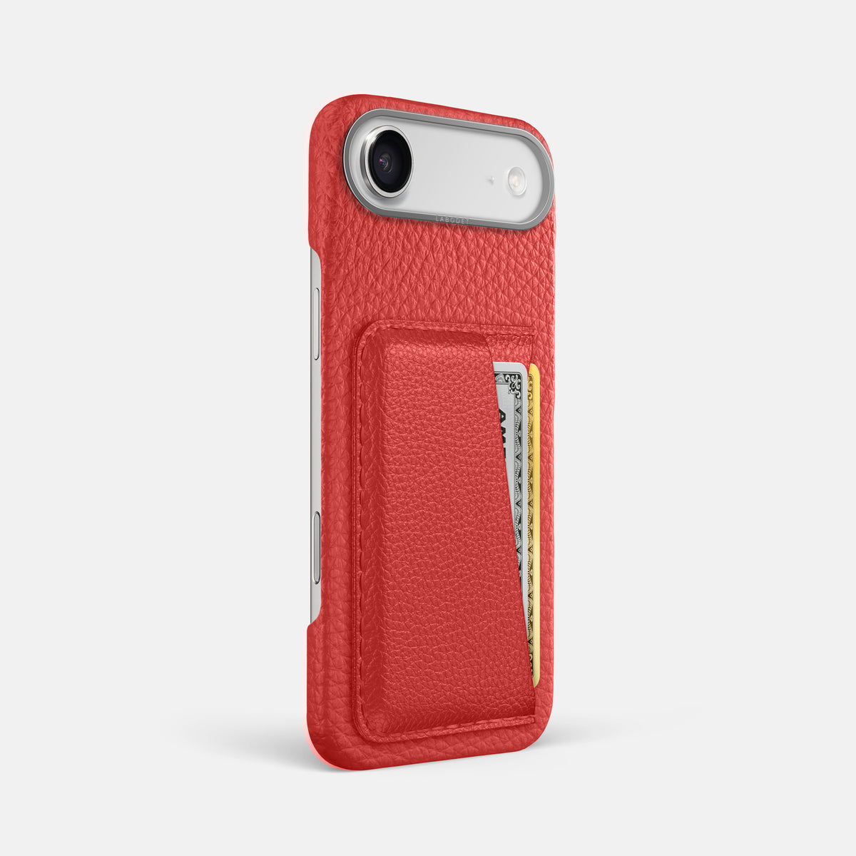 Double Card Case For iPhone 17 Air In Calf -2 | Red-Steel