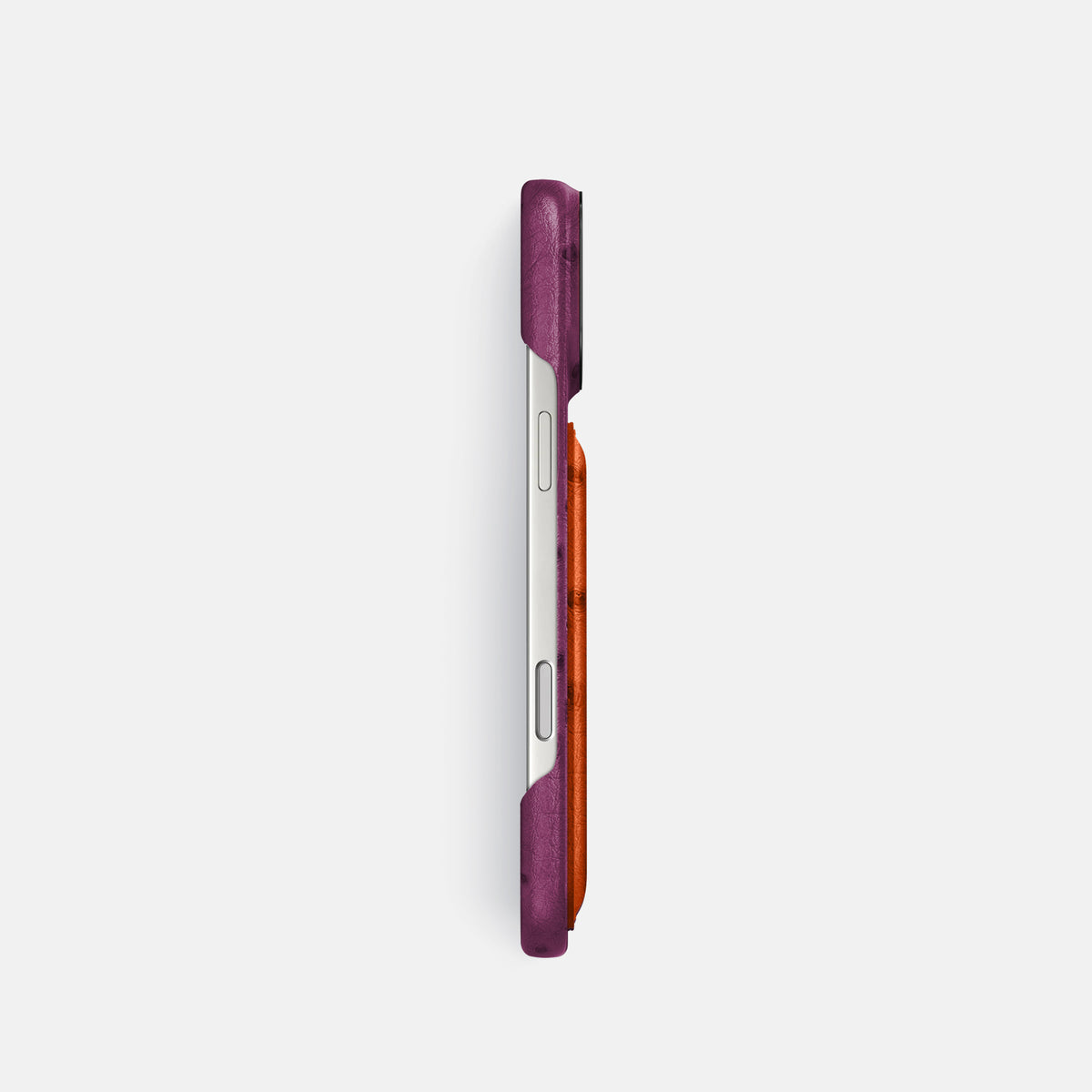 Double Card Case Coloré For iPhone 17 Pro In Ostrich -3 | Purple-Black