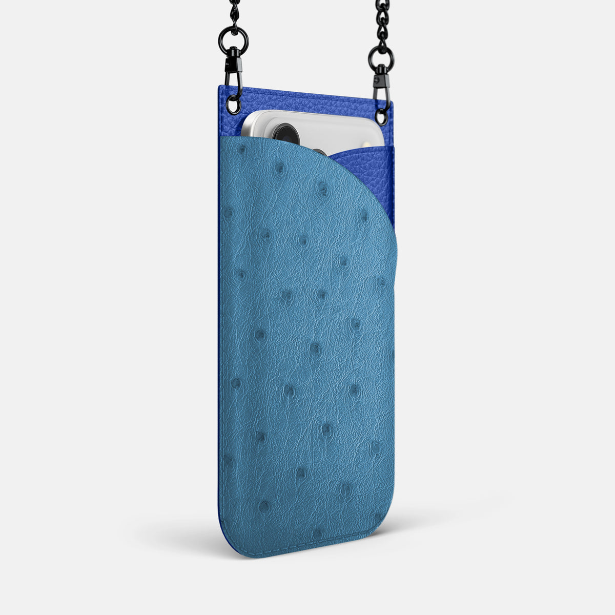 Crossbody Bag For iPhone 17 Pro Max In Ostrich -2 | Blue-Jeans-Black