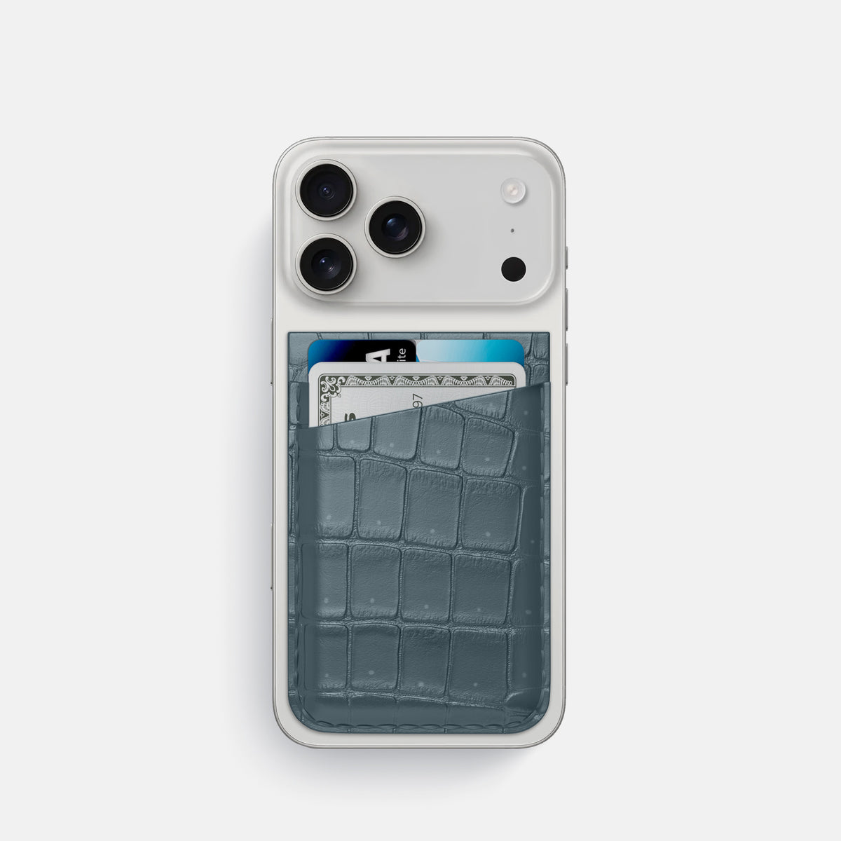 MagSafe Wallet For iPhone 17 Pro In Porosus Crocodile -1 | Denim