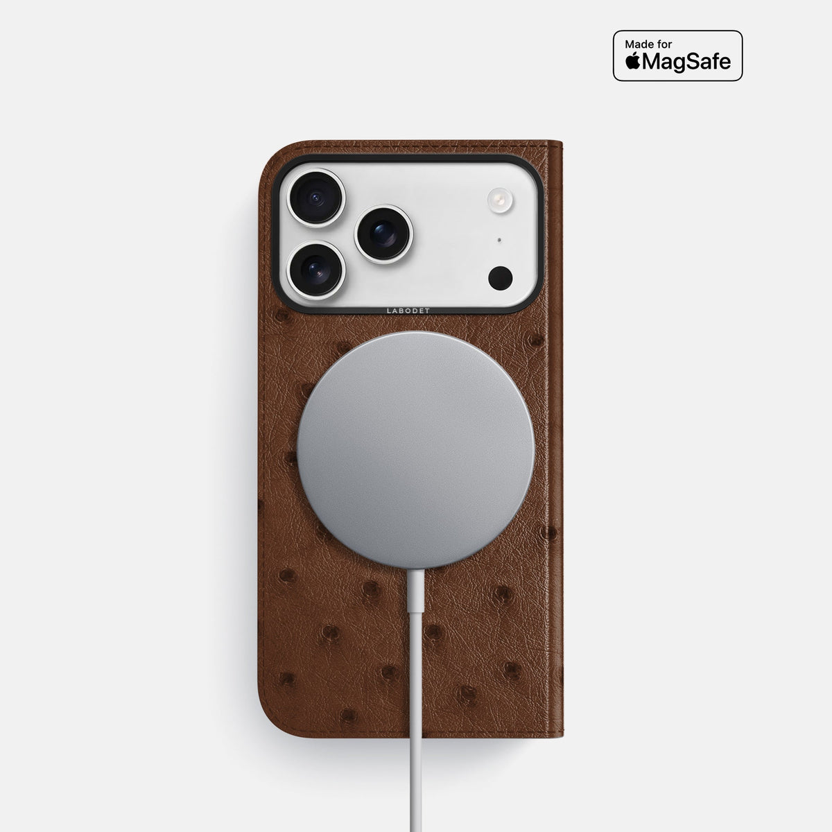Folio Case For iPhone 18 Pro In Ostrich -3 | Chocolate-Black
