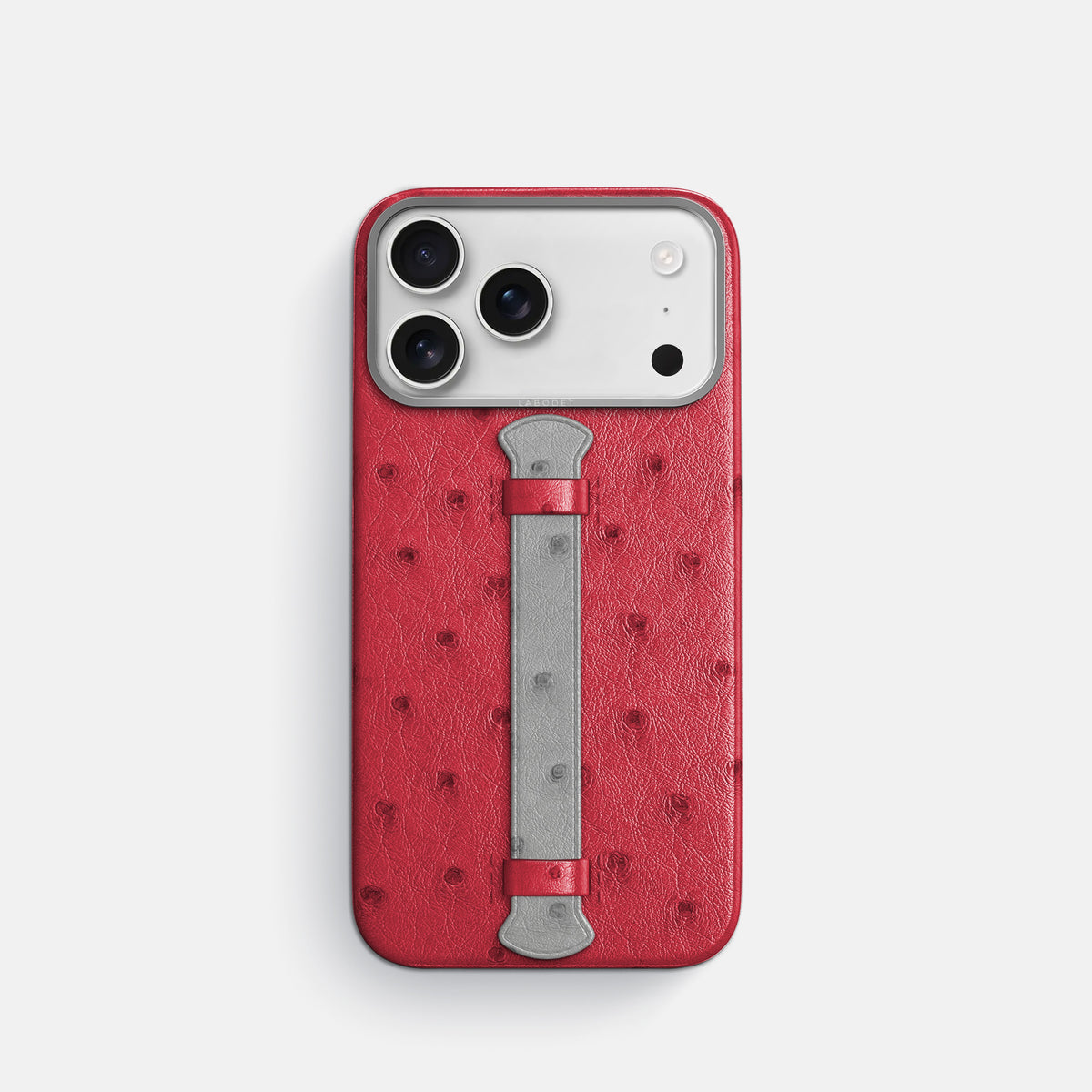 Center Handle Coloré For iPhone 17 Pro In Ostrich -1 | Red-Steel