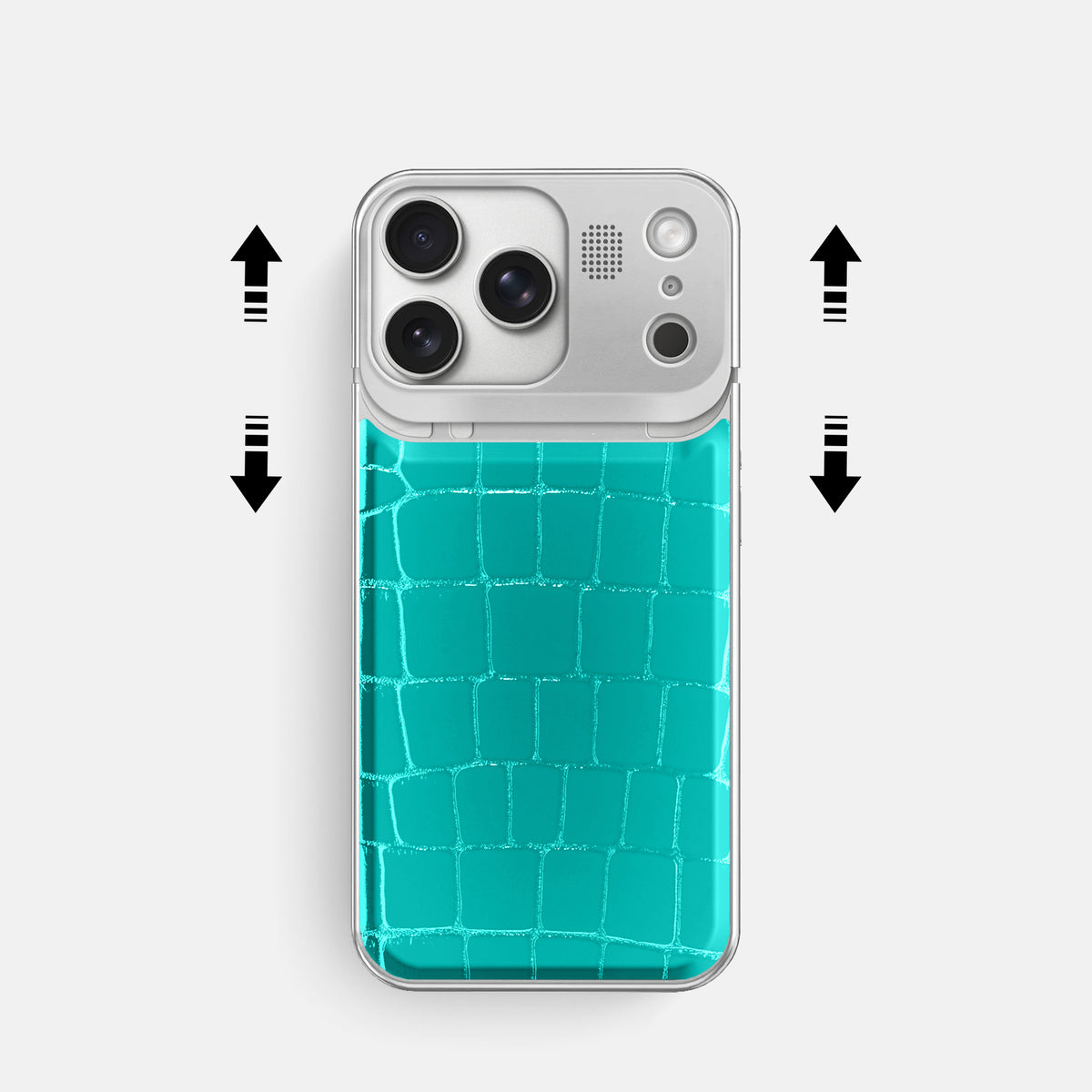 Metal Case For iPhone 17 Pro In Shiny Alligator -2 | Mint-Steel