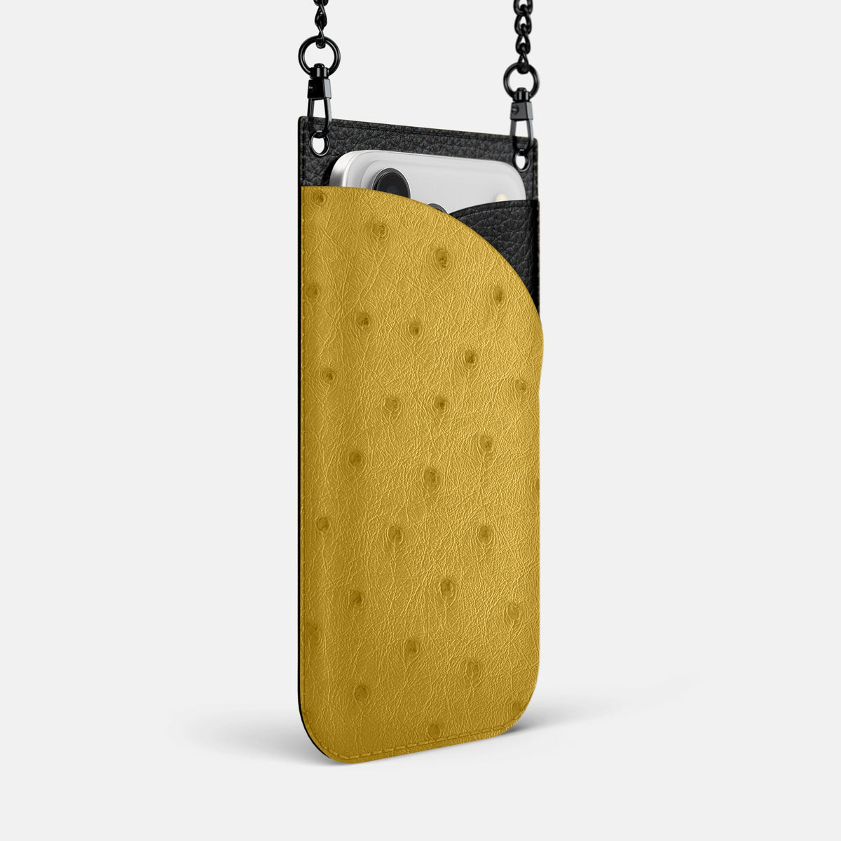 Crossbody Bag For iPhone 18 Pro Max In Ostrich -2 | Gold-Black