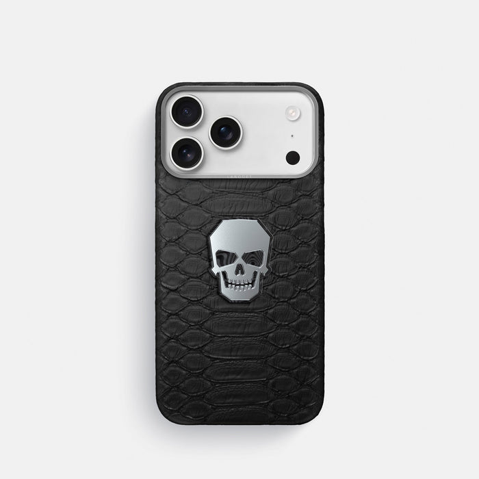Classic Case With Titanium Skull For iPhone 18 Pro In Python -1 | Black-Steel