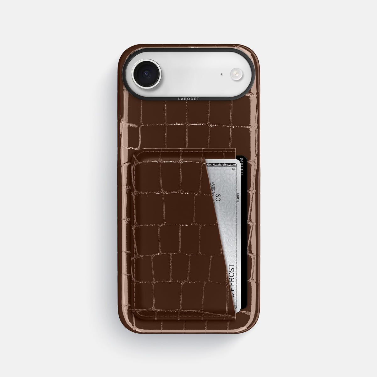 Double Card Case For iPhone 17 Air In Shiny Alligator -1 | Brown-Black