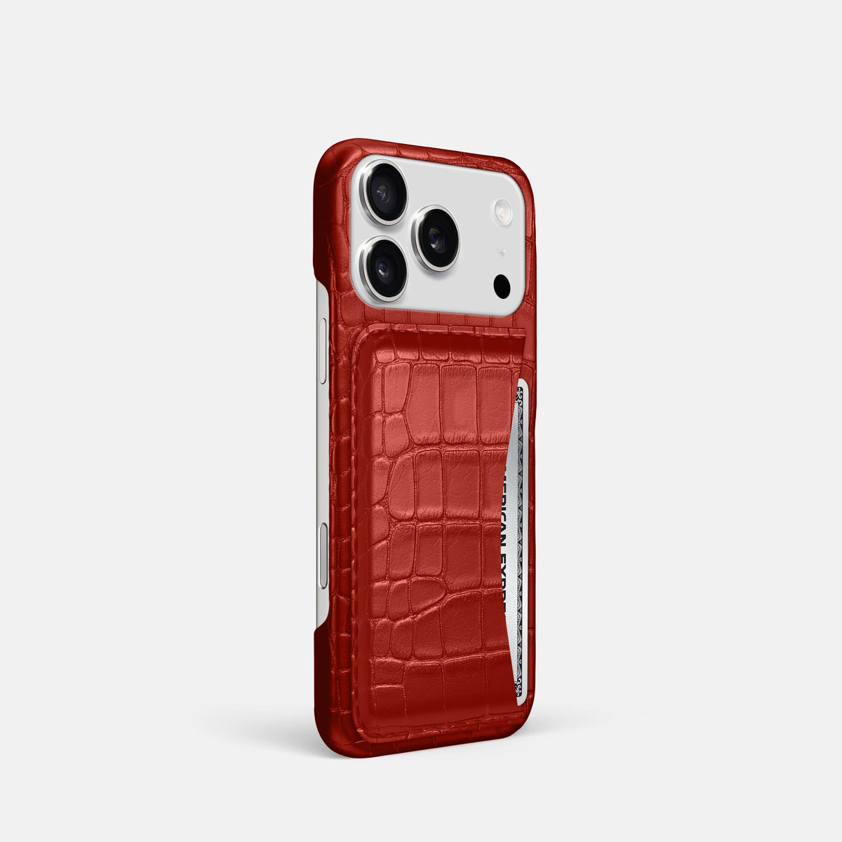 Slim Card Case For iPhone 18 Pro In Alligator -2 | Red