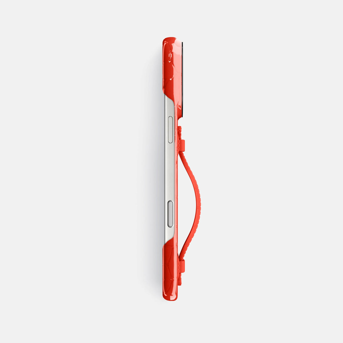 Center Handle For iPhone 18 Pro Max In Shiny Alligator -2 | Coral-Orange-Black