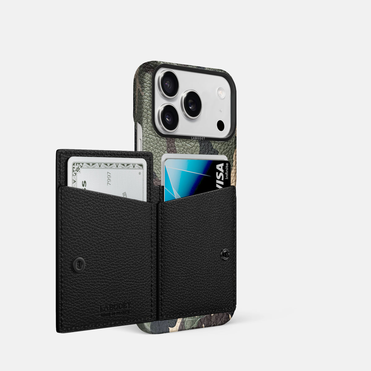 Bi-Fold Case For iPhone 17 Pro In Calf -2 | Camouflage-Black