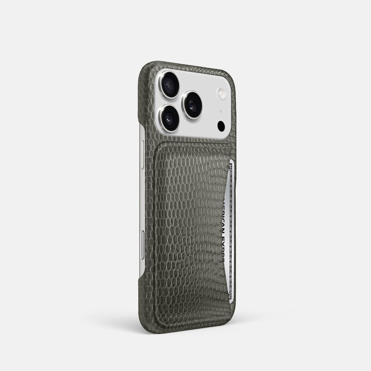 Slim Card Case For iPhone 18 Pro In Lizard -2 | Grey