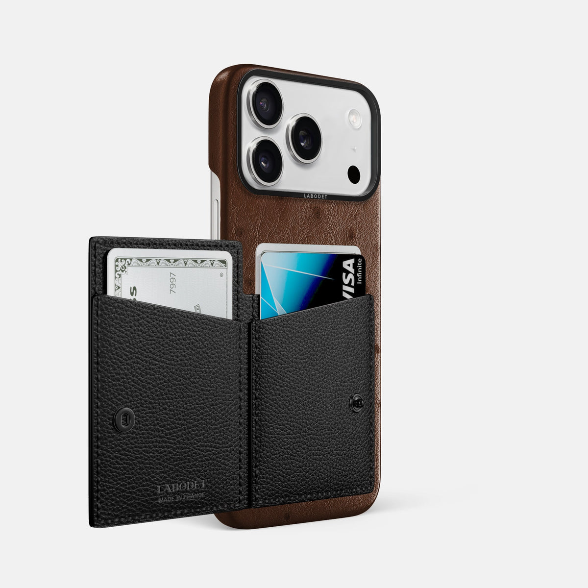Bi-Fold Case For iPhone 18 Pro Max In Ostrich -2 | Chocolate-Black