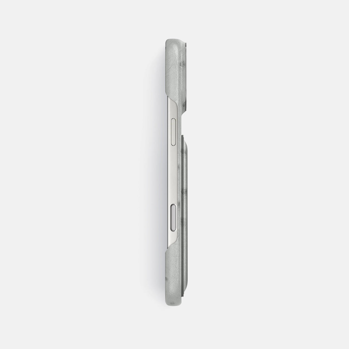 Double Card Case For iPhone 18 Pro Max In Ostrich -3 | White-Steel