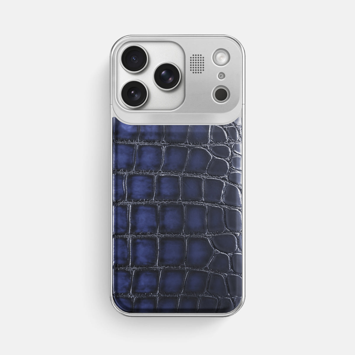Metal Case For iPhone 17 Pro Max In Patina Alligator -1 | Havana-Blue-Steel